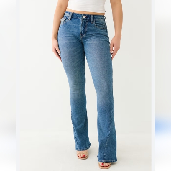 True Religion Joey Mid Rise Single Needle Flare Jean Medium Storm Wash  Size 29 - Picture 4 of 16
